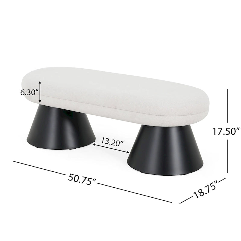Upholstered Dining Bench with Black Iron Legs - 2-Step Assembly
