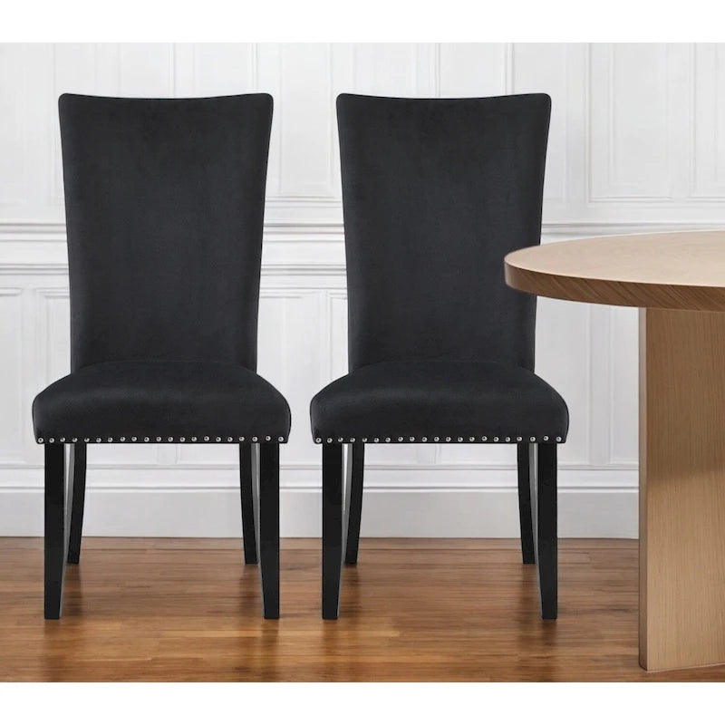 Set of 2 Black Upholstered Velvet Dining Side Chairs 20.25"x27"x40.75"