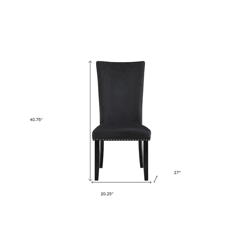 Set of 2 Black Upholstered Velvet Dining Side Chairs 20.25"x27"x40.75"