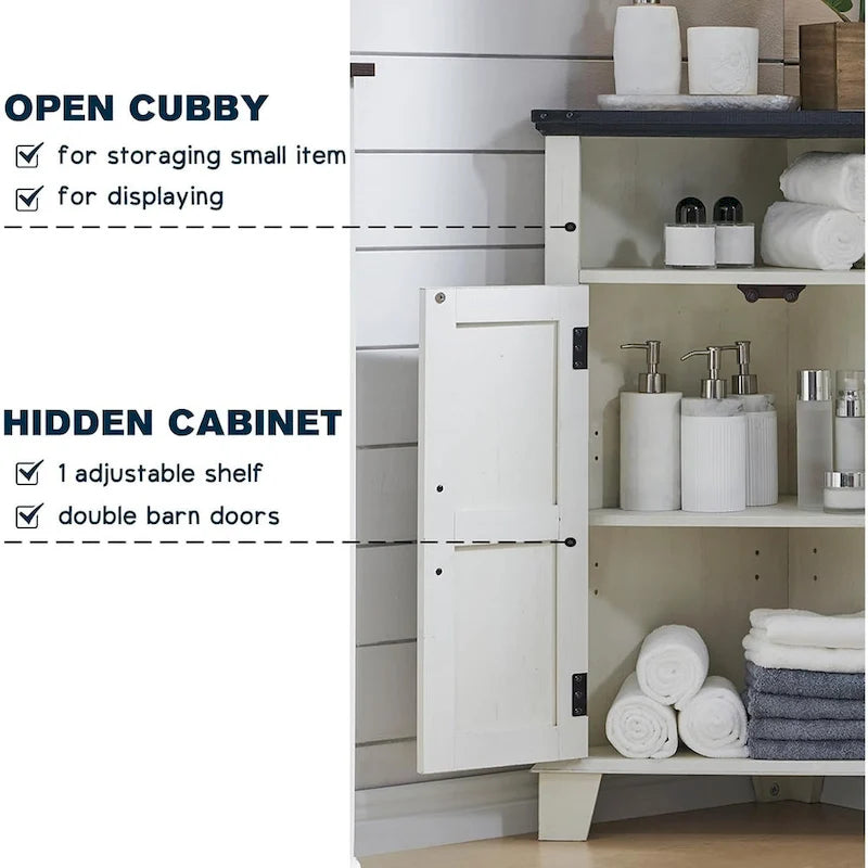 Farmhouse Corner Bathroom Cabinet with Barn Door