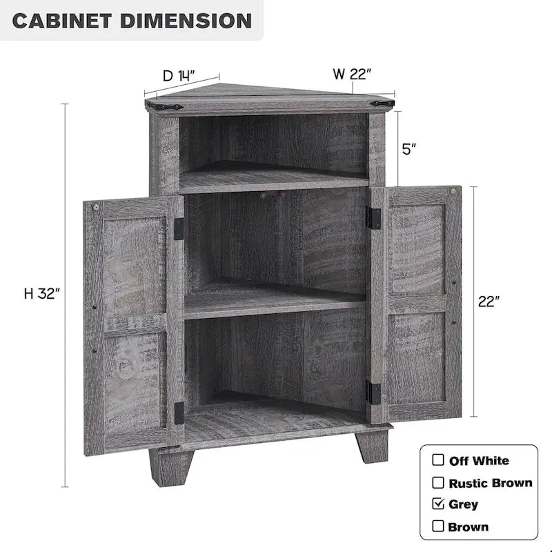 Farmhouse Corner Bathroom Cabinet with Barn Door