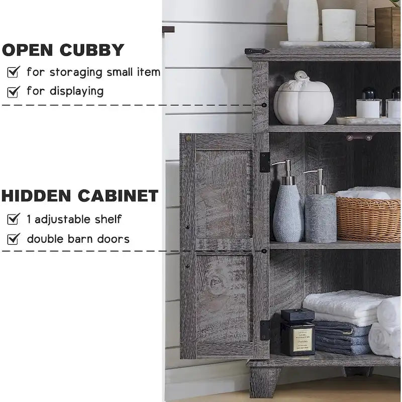 Farmhouse Corner Bathroom Cabinet with Barn Door