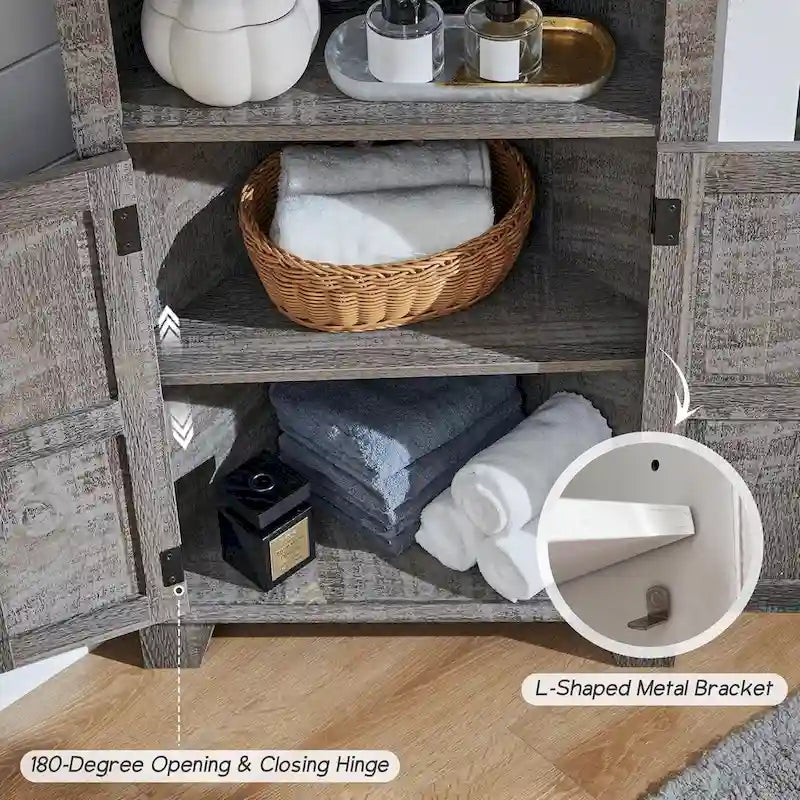 Farmhouse Corner Bathroom Cabinet with Barn Door