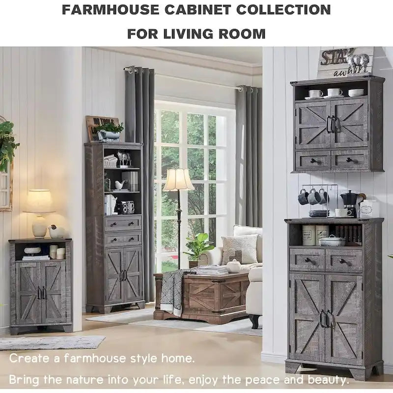 Farmhouse Corner Bathroom Cabinet with Barn Door