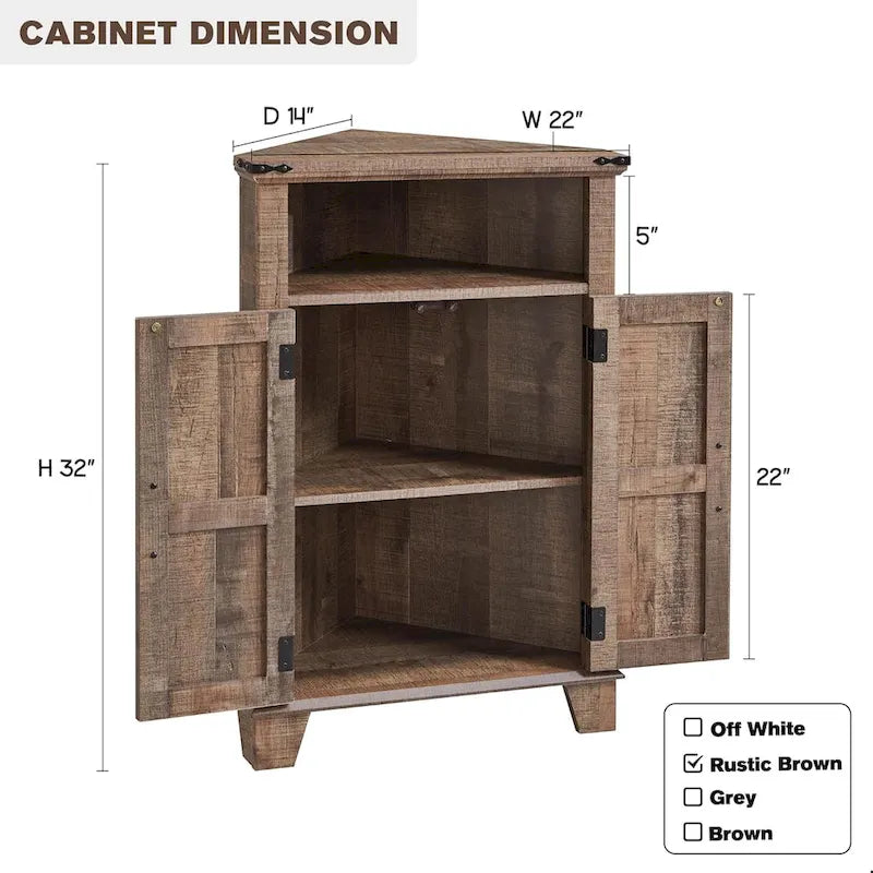 Farmhouse Corner Bathroom Cabinet with Barn Door