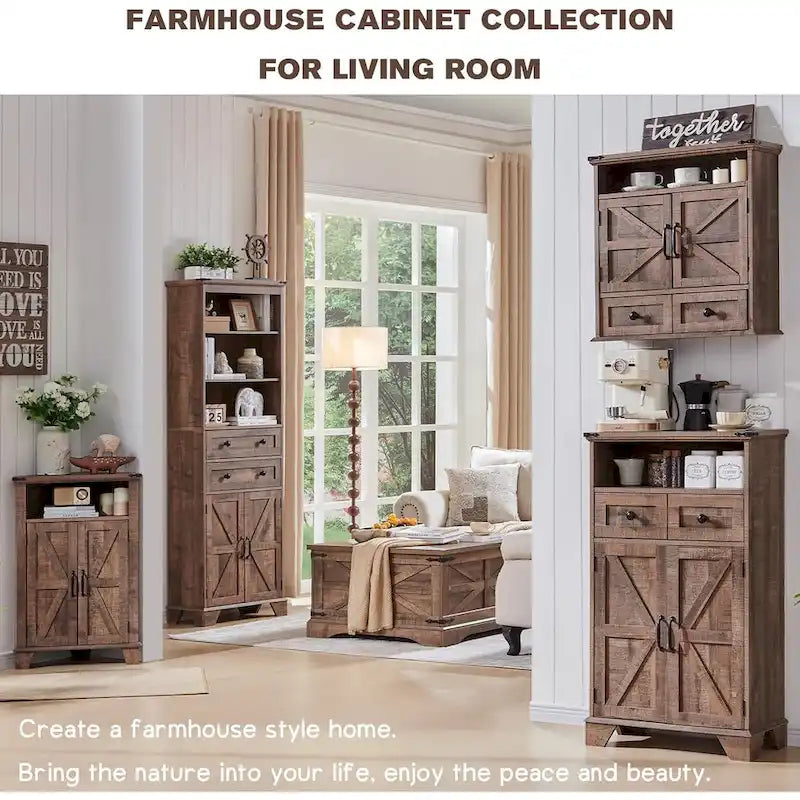 Farmhouse Corner Bathroom Cabinet with Barn Door