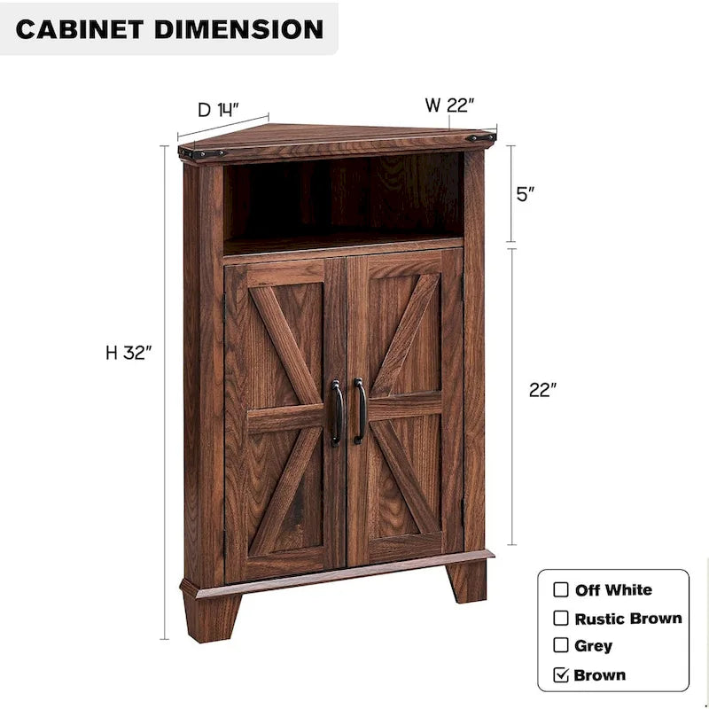 Farmhouse Corner Bathroom Cabinet with Barn Door