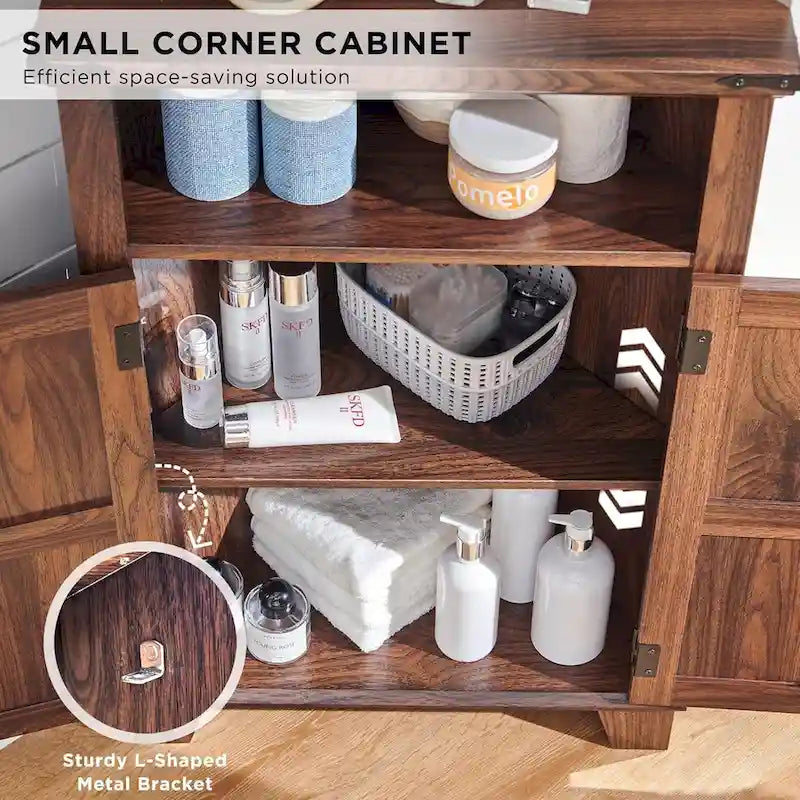 Farmhouse Corner Bathroom Cabinet with Barn Door