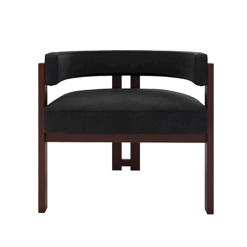Modern Accent Chair Upholstered Armchair with Open Back 3 Legs Barrel Dining Chair Comfy Side Chair for Living Room Set of 2