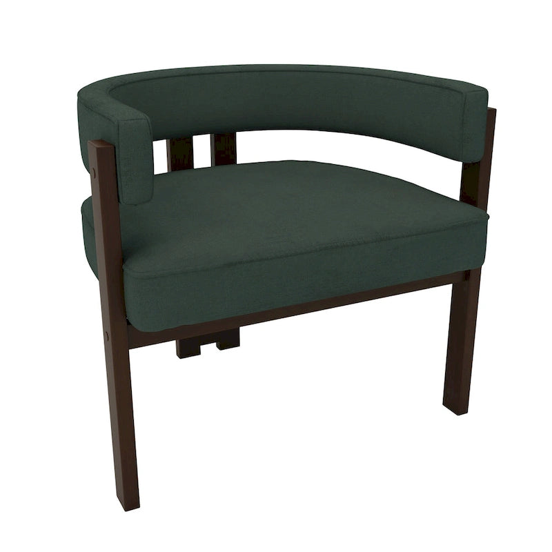 Modern Accent Chair Upholstered Armchair with Open Back 3 Legs Barrel Dining Chair Comfy Side Chair for Living Room Set of 2