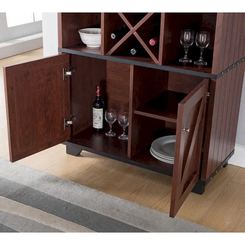 Farmhouse 6-Shelf Wine Cabinet Buffet