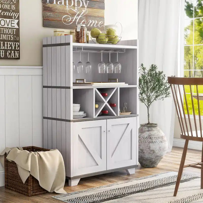 Farmhouse 6-Shelf Wine Cabinet Buffet