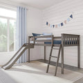 Twin-Size Low Loft Bed with Easy Slide