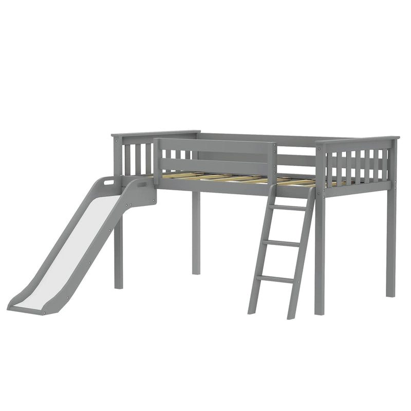 Twin-Size Low Loft Bed with Easy Slide
