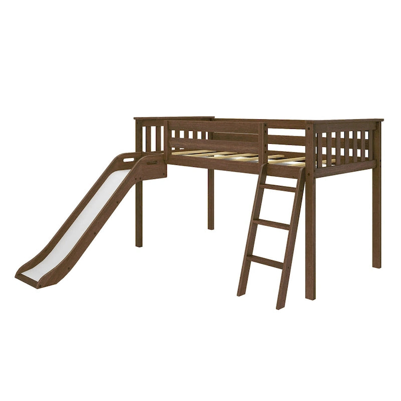 Twin-Size Low Loft Bed with Easy Slide