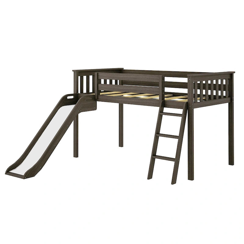Twin-Size Low Loft Bed with Easy Slide