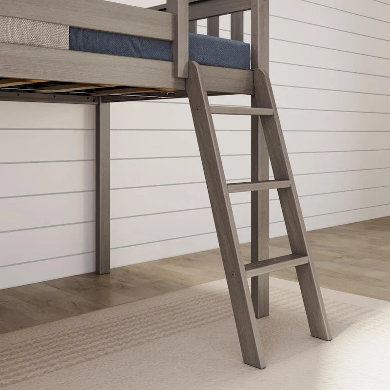 Twin-Size Low Loft Bed with Easy Slide