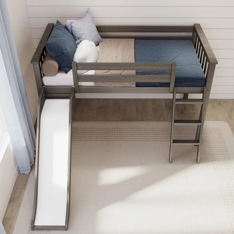 Twin-Size Low Loft Bed with Easy Slide
