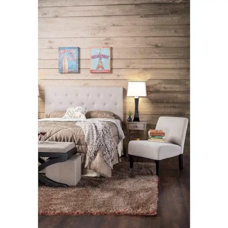Modern Ivory Linen Adjustable Headboard