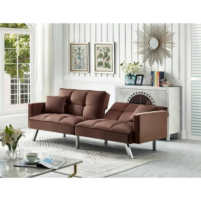 Comfortable Velvet Multi-position Sleeper Sofa Bed