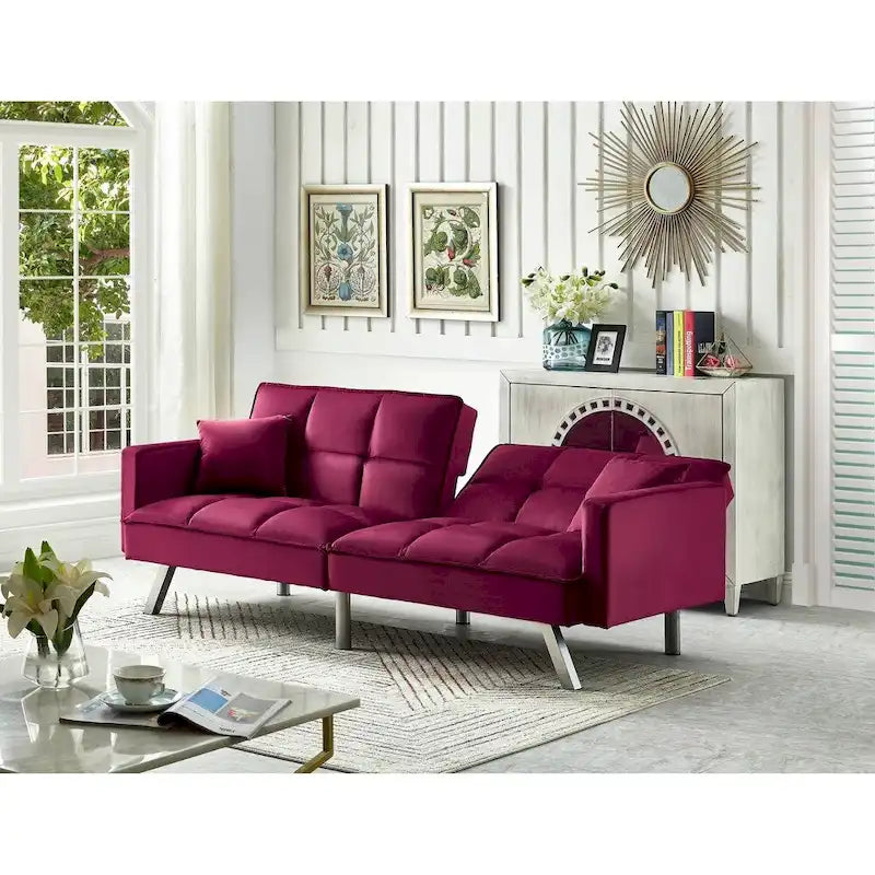 Comfortable Velvet Multi-position Sleeper Sofa Bed