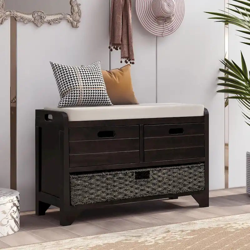 Fully Assembled Shoe Bench with Removable Cushion