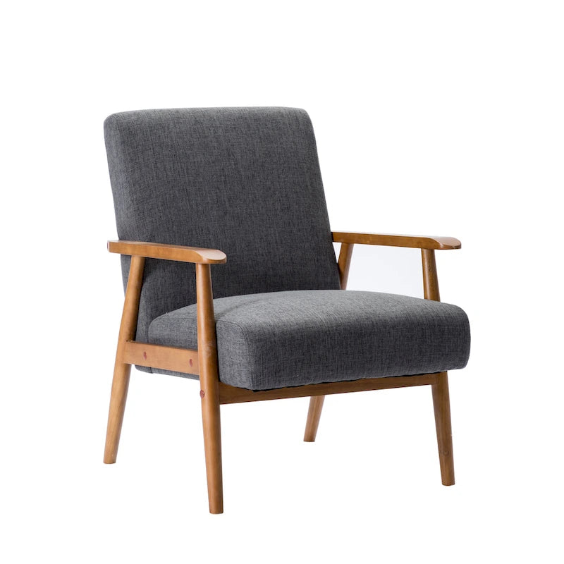Fabric Accent Chair with Rubberwood Legs