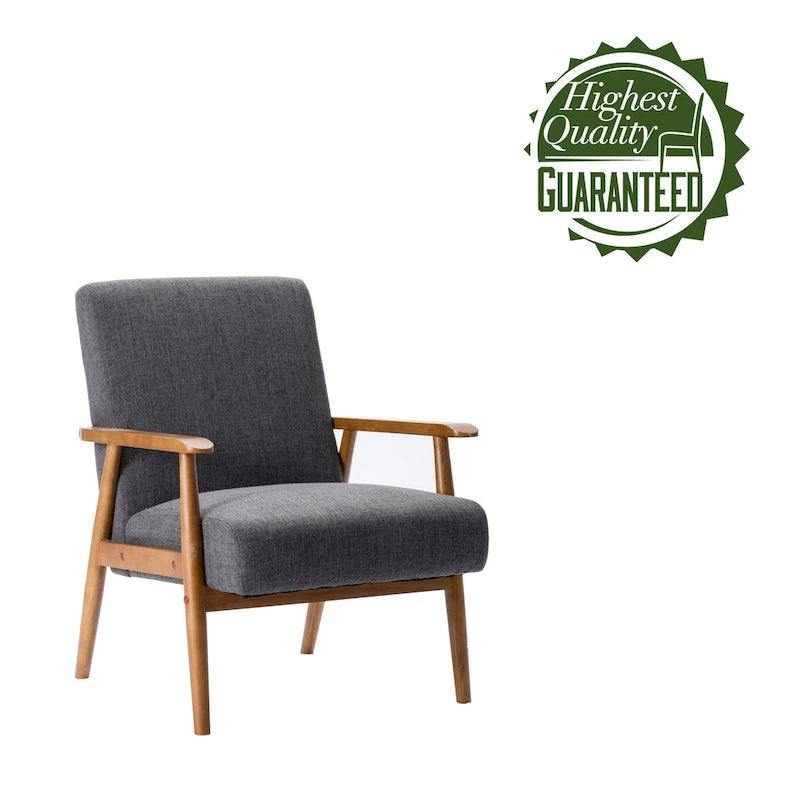 Fabric Accent Chair with Rubberwood Legs