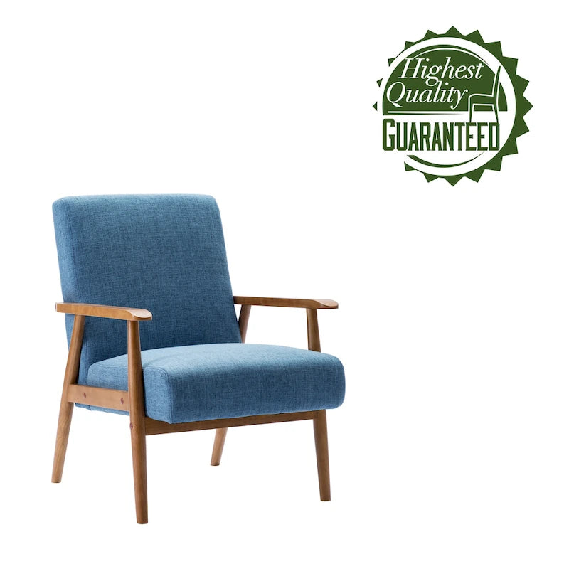 Fabric Accent Chair with Rubberwood Legs