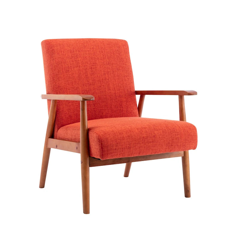 Fabric Accent Chair with Rubberwood Legs