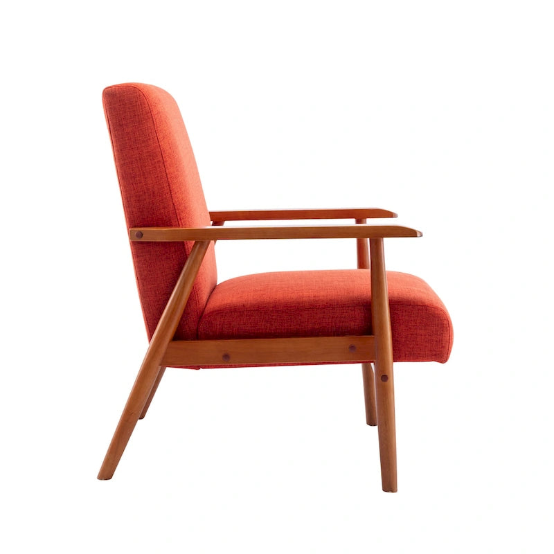 Fabric Accent Chair with Rubberwood Legs