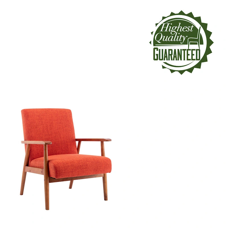 Fabric Accent Chair with Rubberwood Legs