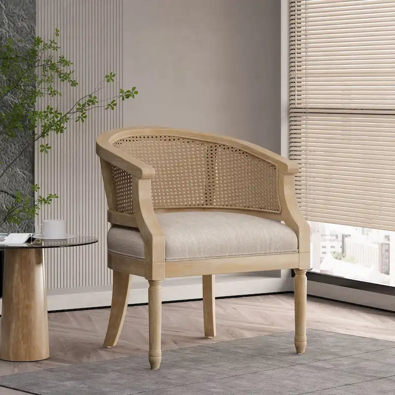 Wood and Cane Accent Chair