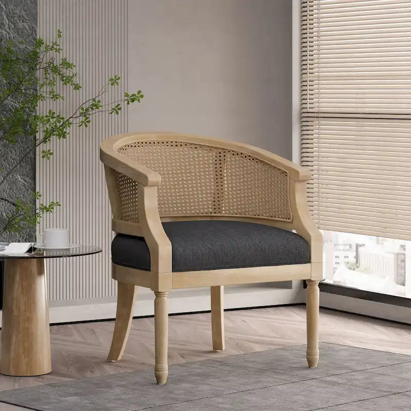 Wood and Cane Accent Chair