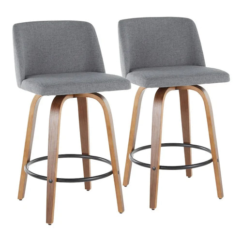 26" Counter Stool with Black Round Footrest (Set of 2)