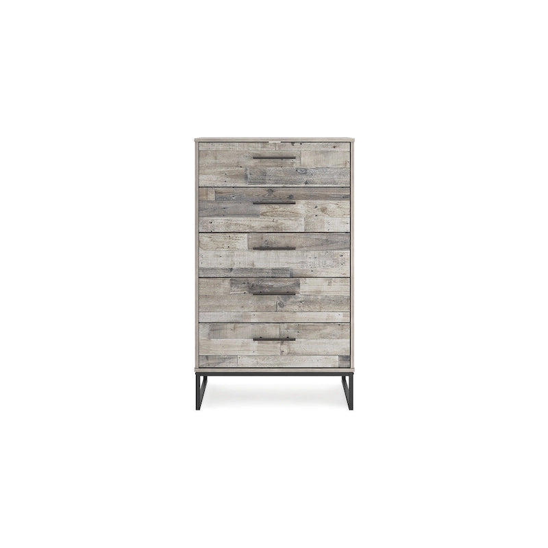Whitewash Chest of Drawers with Butcher Block Finish