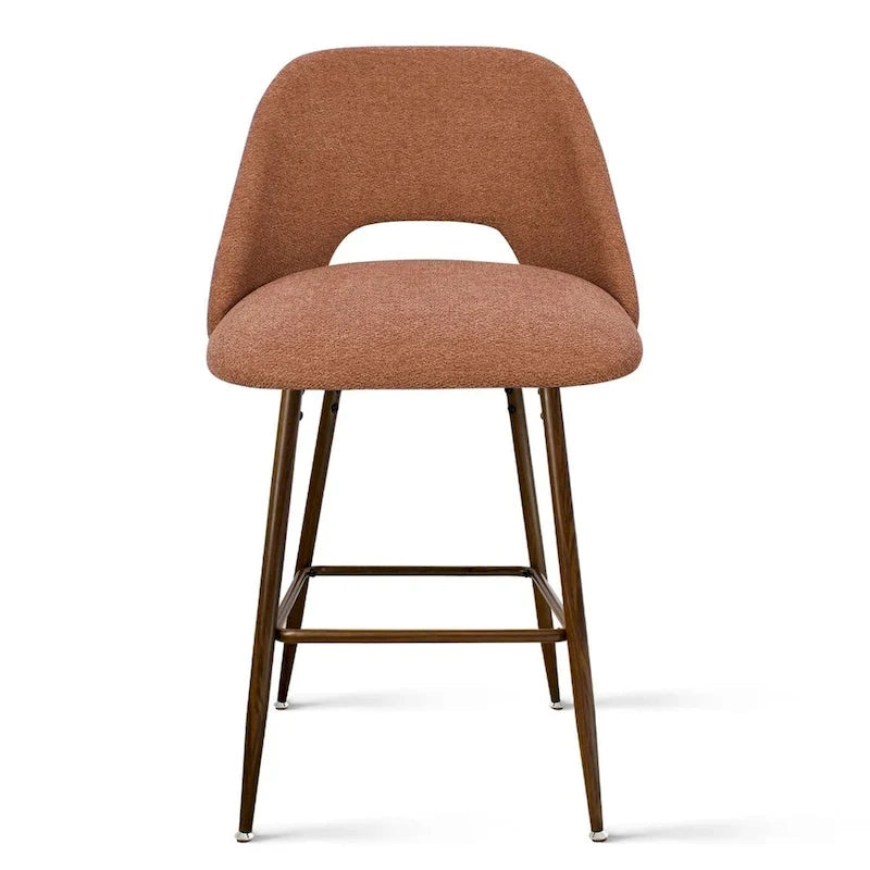 Upholstered Modern Bar Stool Walnut Leg (Set of 2)