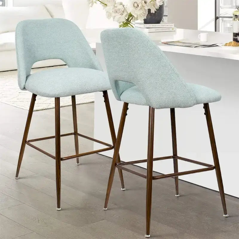 Upholstered Modern Bar Stool Walnut Leg (Set of 2)