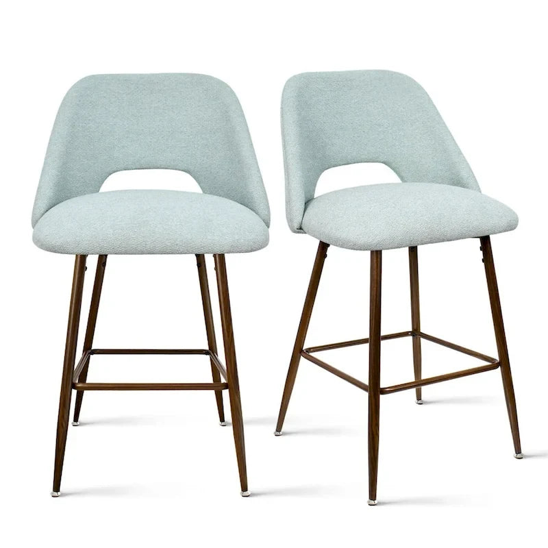 Upholstered Modern Bar Stool Walnut Leg (Set of 2)