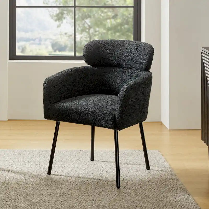 Modern Boucle Dining Chair with Adjustment Feet