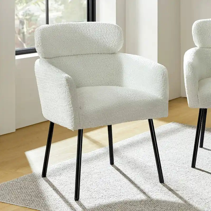 Modern Boucle Dining Chair with Adjustment Feet