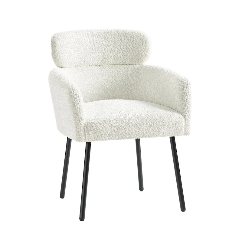 Modern Boucle Dining Chair with Adjustment Feet