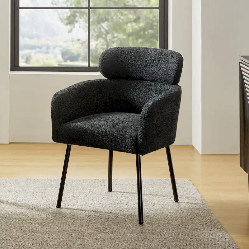 Modern Boucle Dining Chair with Adjustment Feet