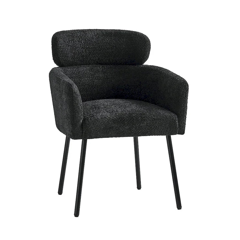 Modern Boucle Dining Chair with Adjustment Feet