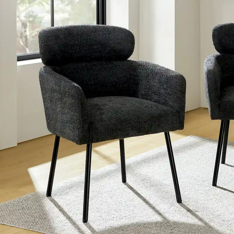 Modern Boucle Dining Chair with Adjustment Feet
