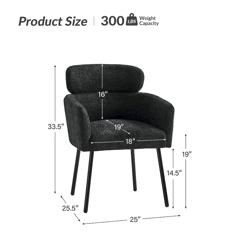 Modern Boucle Dining Chair with Adjustment Feet