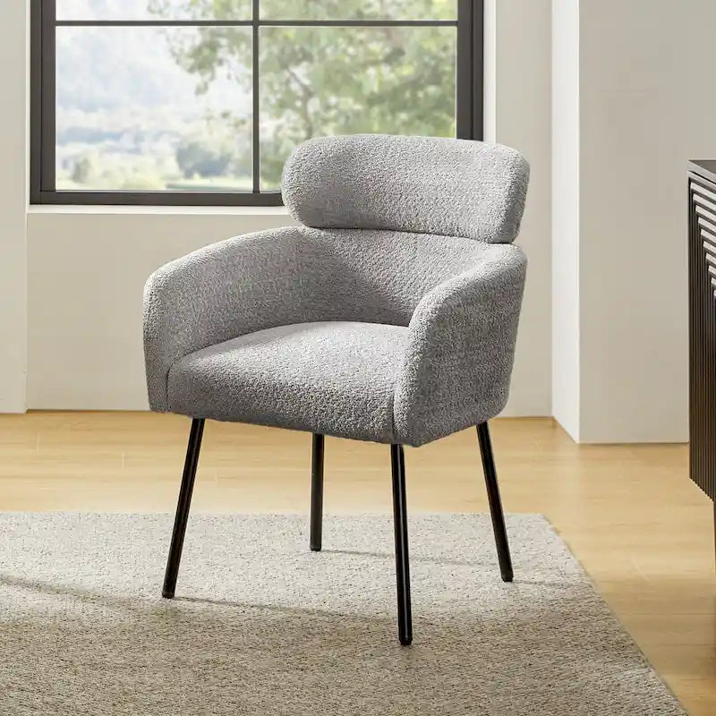 Modern Boucle Dining Chair with Adjustment Feet