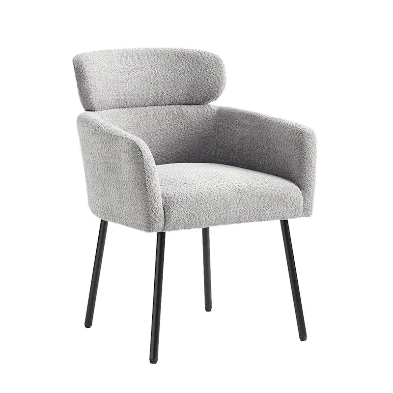 Modern Boucle Dining Chair with Adjustment Feet