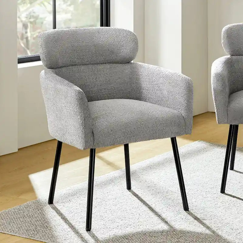Modern Boucle Dining Chair with Adjustment Feet