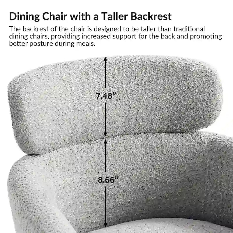 Modern Boucle Dining Chair with Adjustment Feet